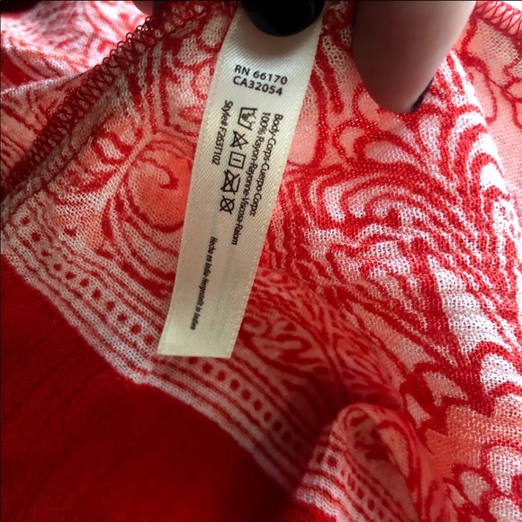 Free People Red White Myna Split  V-Neck Open Tie Back Tank Top - Picture 10 of 11